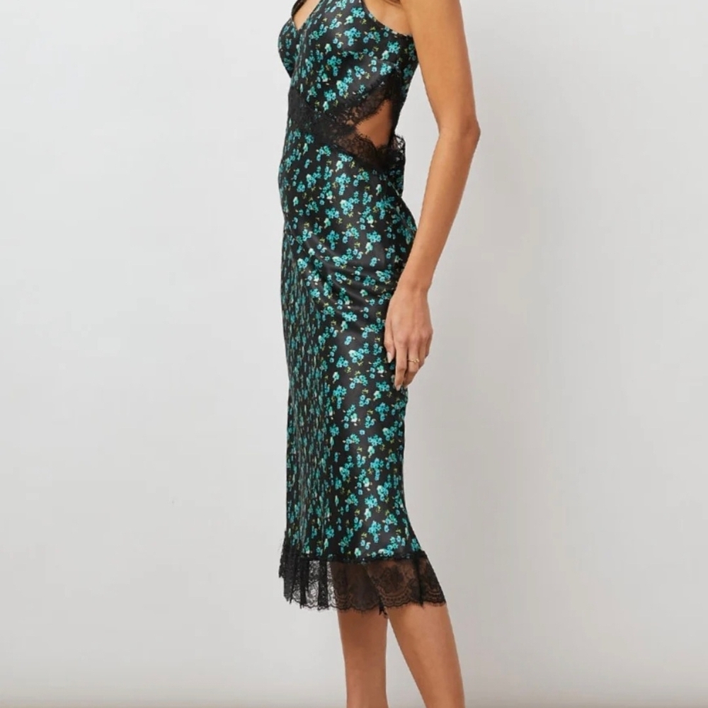 Rails Black and Blue Floral Midi Dress